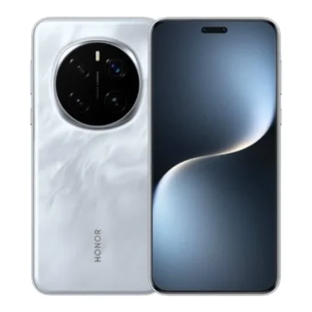 Honor Magic7 Pro smartphone in gray, front and back view