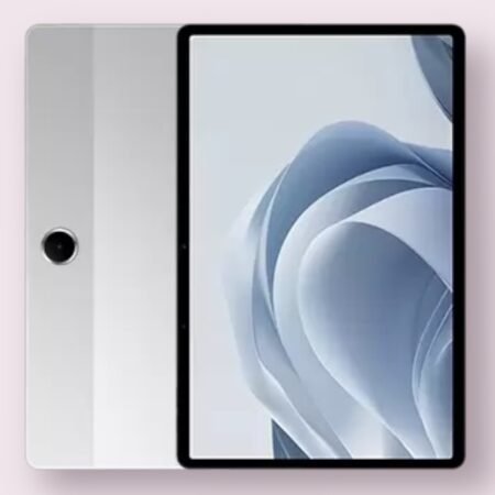 Oppo Pad SE Tablet in starlight silver, front and back view